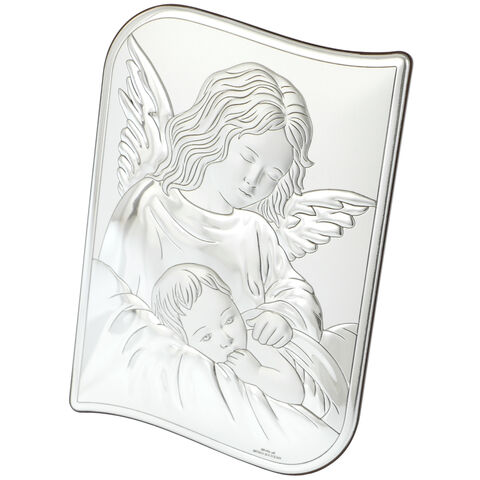 Guardian angel silver plated plaque 17cm