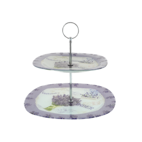 Lavender glass tiered plate 25cm