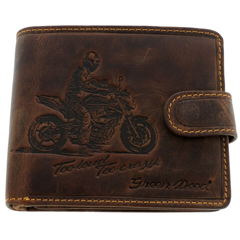 Men's wallet brown natural leather biker