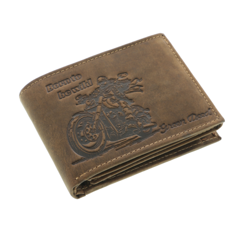 Portofel bărbați Chopper din piele naturală maro RFID – Portofel motociclist personalizabil