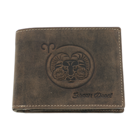 Men's brown leather wallet Zodiac Aries