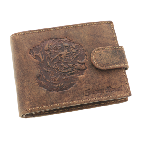 Men's Leather Wallet Rottweiler brown rfid