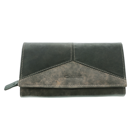 Ladies Leather wallet Green Genuine Gultieri 18cm