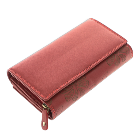 Belmonte Flowers Red Leather Women’s Wallet – Personalized Elegant Leather Wallet