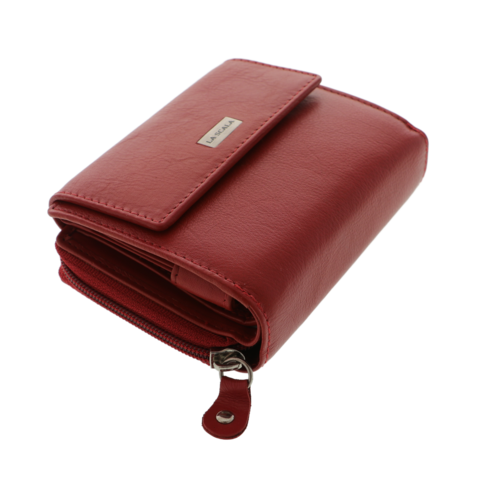 Portofel dama Ruby piele naturala rosie 10x13cm