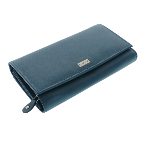 Ladies wallet turquoise natural leather La Scala 18cm