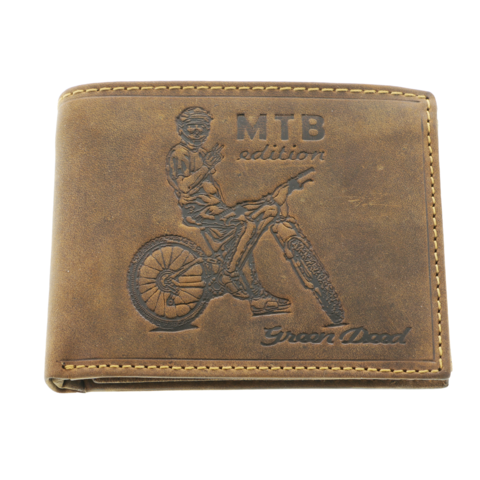 Portofel Mountain Bike din piele naturală maro RFID – Portofel bărbați personalizabil