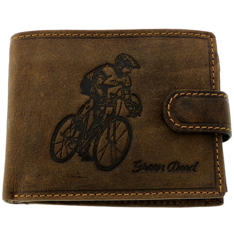 Men's Leather Wallet with Cyclist