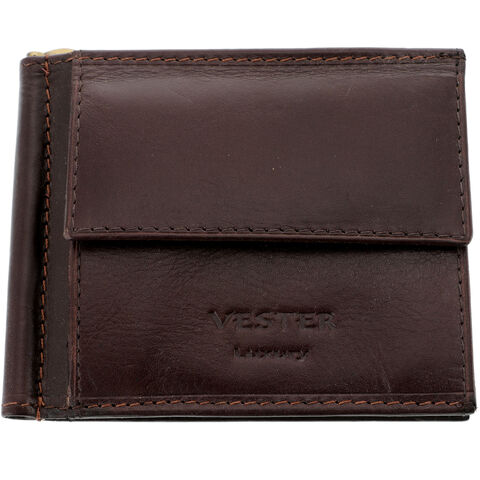 Brown Leather Wallet with Money Clip