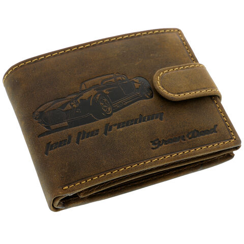 RFID collector's car brown leather wallet