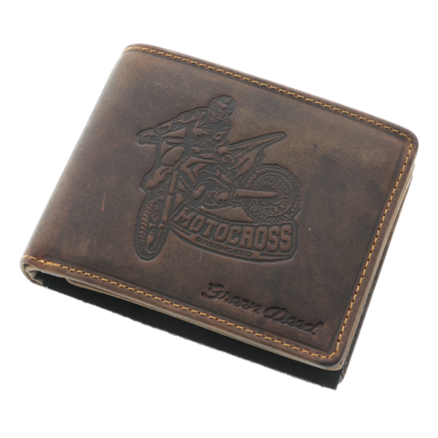 Motocross brown leather wallet