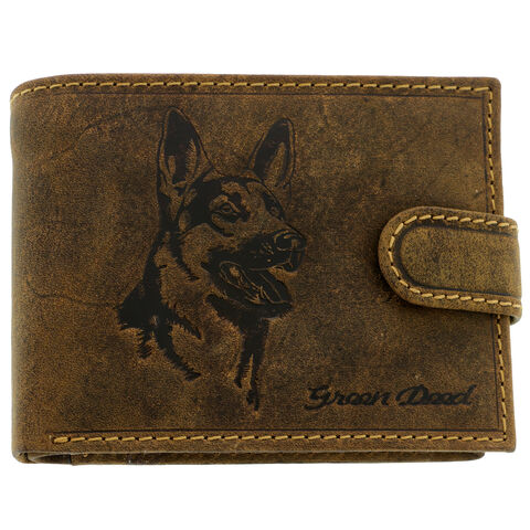 RFID german shepherd natural leather wallet