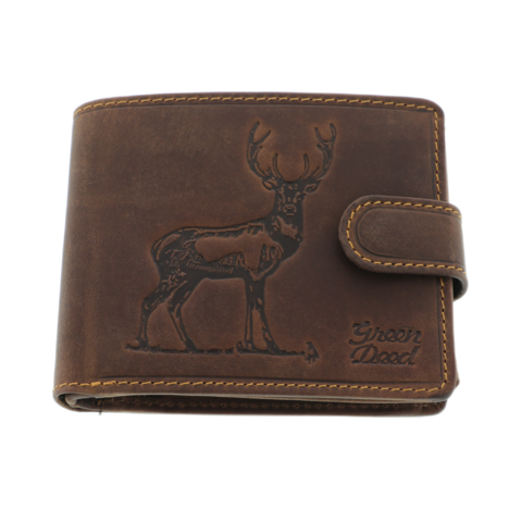 Brown deer leather wallet 12cm