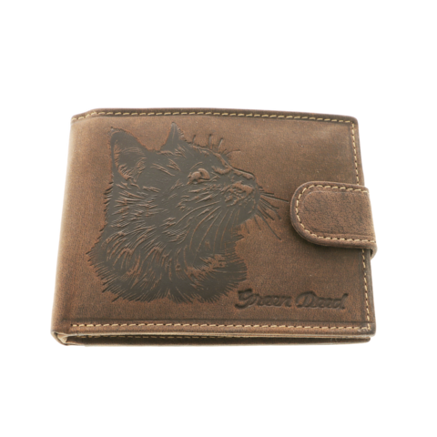 Brown leather wallet cat RFID