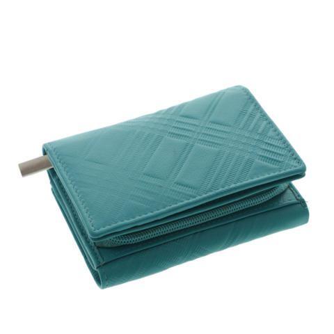 Portofel turcoaz damă Scala Luxury Collection piele naturală 13 cm