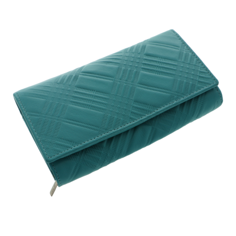 Portofel turcoaz de damă Scala Luxury Collection din piele naturală–17cm