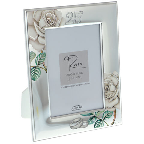 Silver wedding roses photo frame 19cm