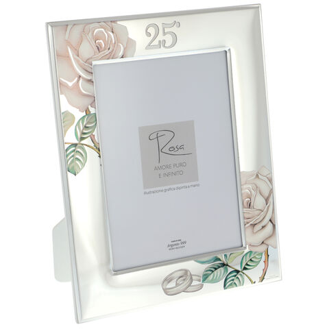 Silver wedding roses photo frame 26cm