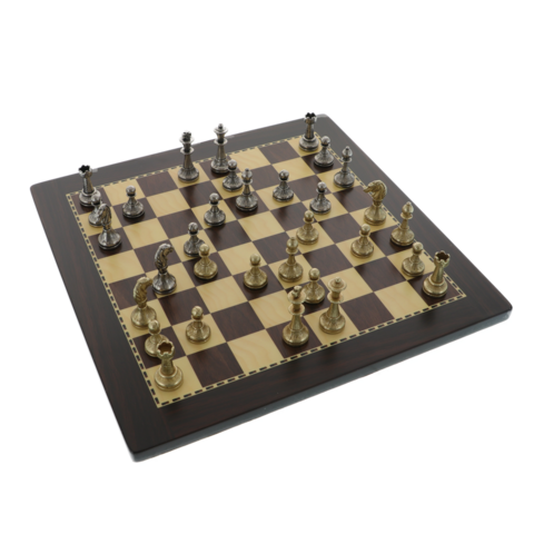 Elegant wood and metal chess 30cm