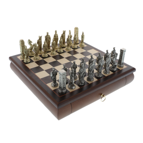 Exclusivist Chess Romans vs Barbarians wooden board with drawer 32cm