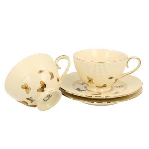 Set of 2 cream porcelain coffee cups 260ml