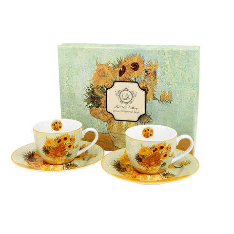 Set of 2 Van Gogh Sunflower espresso cups 90ml