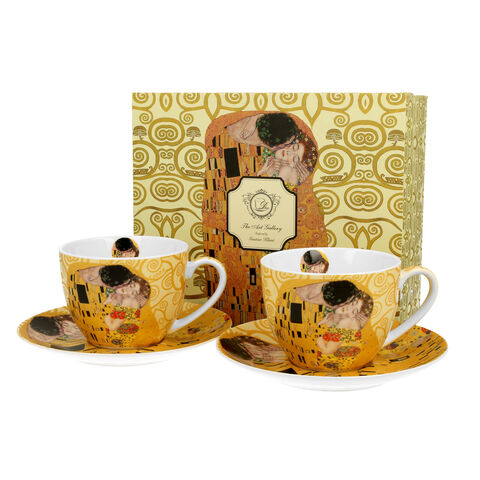 Porcelán csésze készlet Klimt Kiss Ecru 250ml 2 db-os