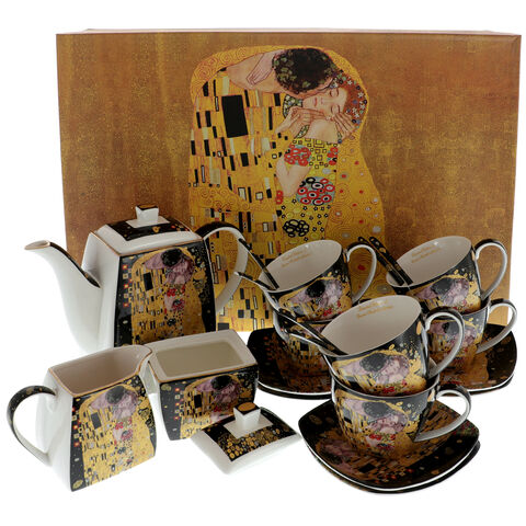 Set 21 piese ceainic Klimt: Kiss negru