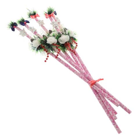 Set 5 Nuielușe Roz cu Înger – Bețe Moș Nicolae Handmade, Personalizabile, 60 cm