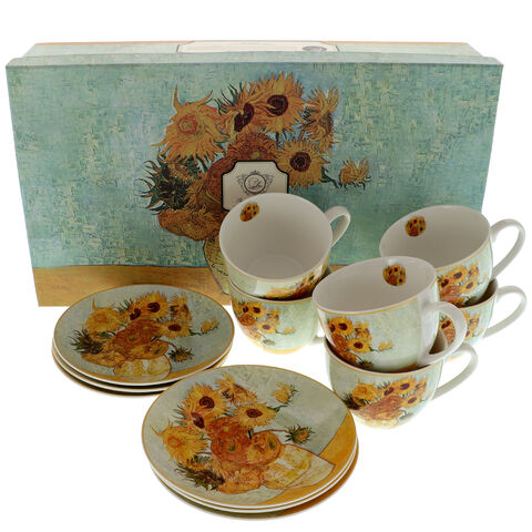 6 db-os porcelán csésze szett Van Gogh: Napraforgó