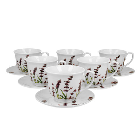 Set of 6 lavender porcelain cups 250ml