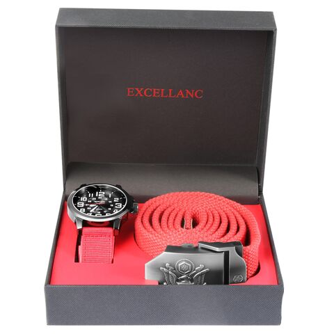 Men's gift set with watch and belt