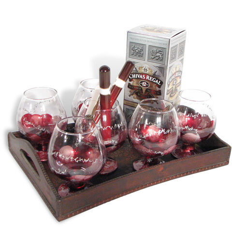 Gift plateau Chivas with glasses