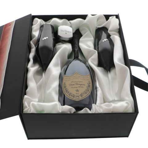 Gift Set Dom Perignon Vintage with black crystal glasses
