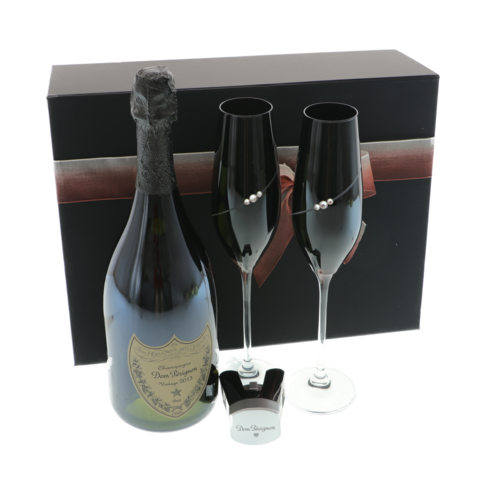 Set cadou Dom Perignon Vintage cu pahare cristal negru