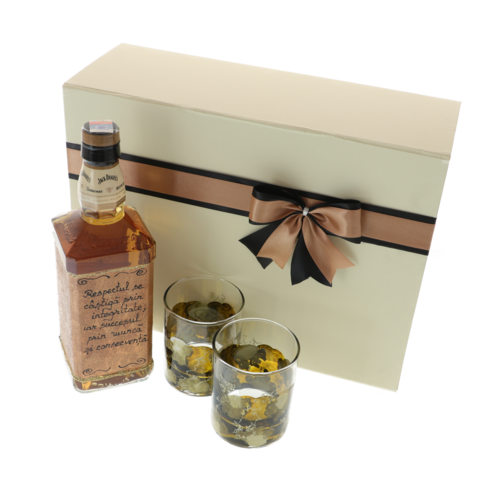 Set cadou Jack Tennessee Honey personalizat cu pahare pictate