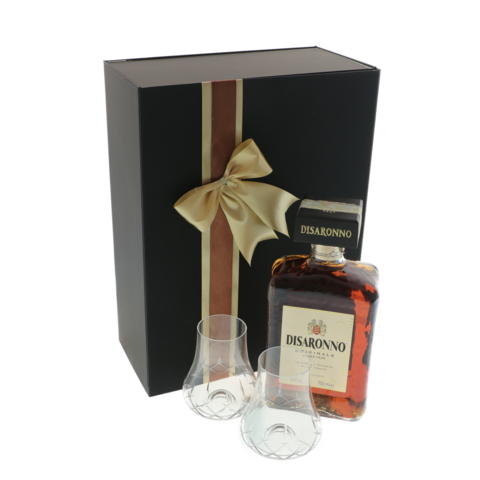 Italian Disaronno Liqueur Gift Set with Crystal Glasses