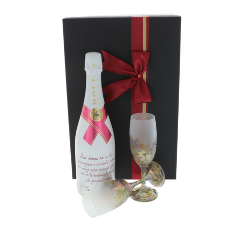 Set cadou Moet Ice Imperial Rose personalizat