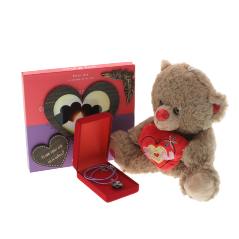 Personalized gift set picture and message with brown teddy bear
