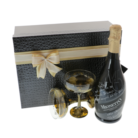 Set cadou Prosecco personalizat cu pahare pictate