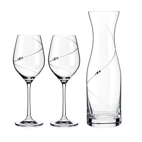 Set Pahare si Carafa Vin din Cristal cu Swarovski Silhouette