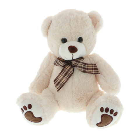 Cream teddy bear with bow 25cm