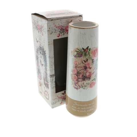 Pink Rose Hand-Painted Ceramic Vase – “Beauty”