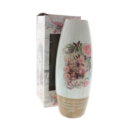 Vază pictată ceramică trandafiri roz Încredere