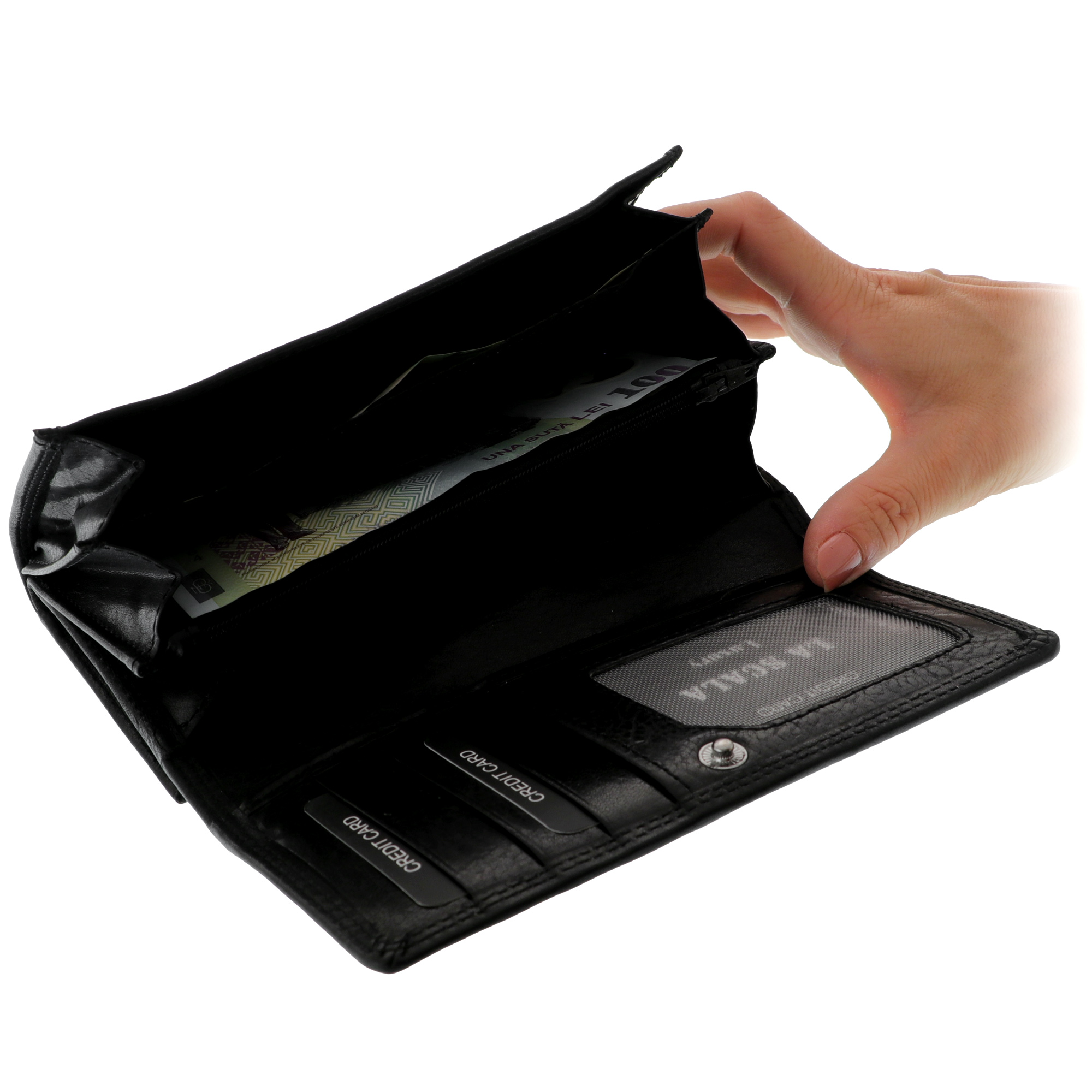 Elegant black La Scala women s leather wallet