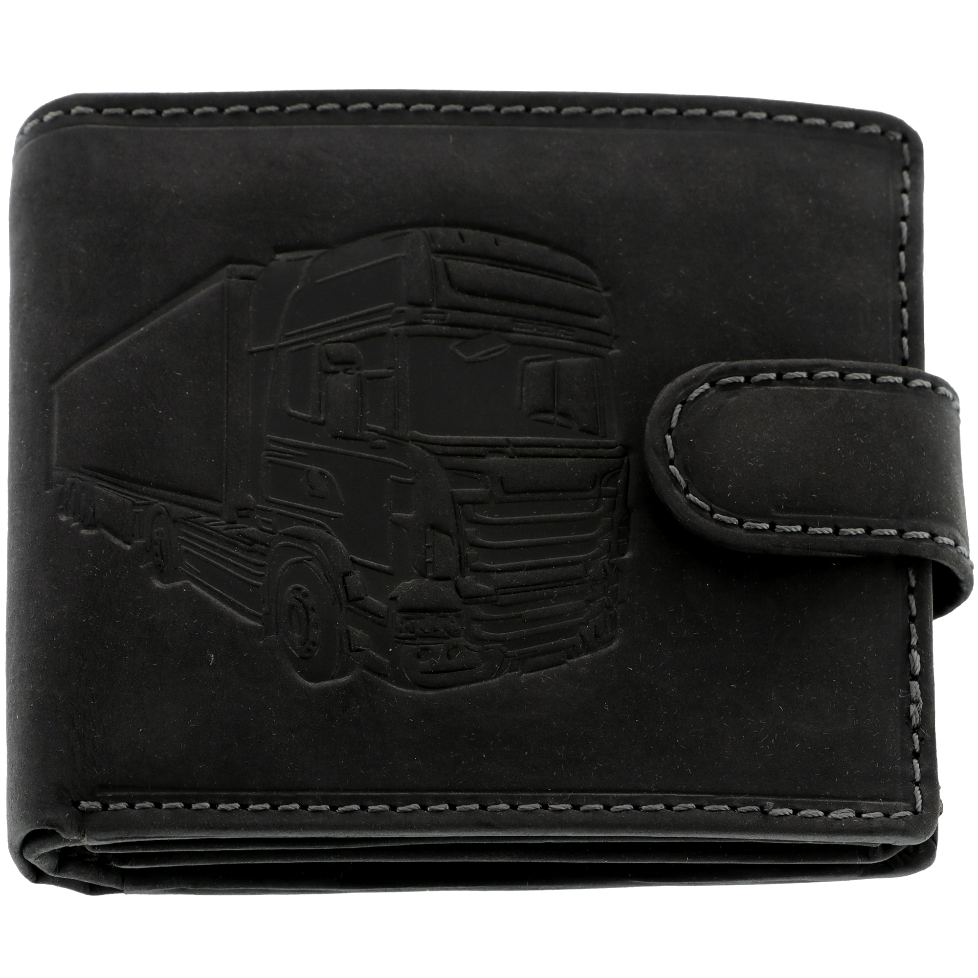 lint plaats onvoorwaardelijk Black leather wallet with truck